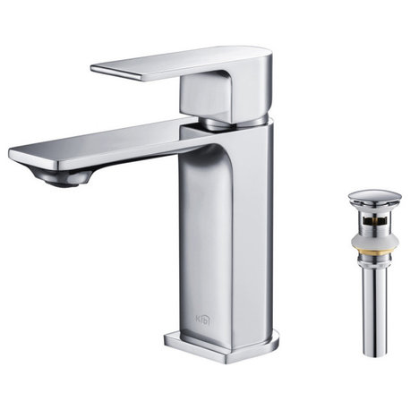 KIBI Mirage Single Handle Bathroom Faucet, Chrome, With Drain