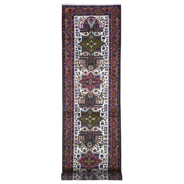 Vintage Persian Karajeh Excellent Cond Wool Hand Made Runner Rug, 3'3"x12'2"