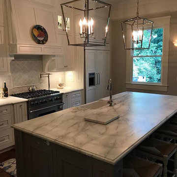 Calacatta Gold Classic Honed Marble Kitchen