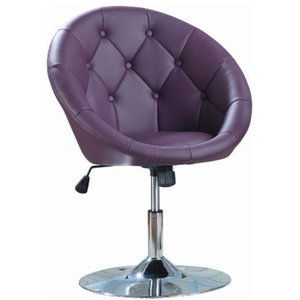 Contemporary Round Tufted Black Swivel Accent Chair