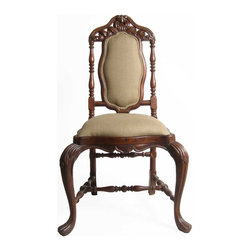 Indo-Portuguese Rosewood Upholstered Side Chair - Dining Chairs