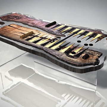 Conception For Backgammon Table. 2295 Year old Bog Oak & Resin. Design by Davide