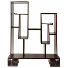 Chinese Brown Mahogany Rectangular Small Curio Display Stand ws1734S Chinese Brown Mahogany Rectangular Small Curio Display Stand ws1734S