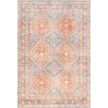 nuLOOM Dia Persian Transitional Machine Washable Area Rug, Rust 5' x 7' 5"