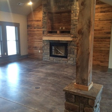 Reclaimed Walls flanking the Rock Fireplace