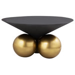 Meridian Furniture - Naples Grey Cement Textured Top With Brushed Brass Base Coffee Table - Wow them with the glamorous and artsy look of this Naples coffee table. This beautiful table features a sculptural look that conjures up thoughts of fine art displayed in a museum. This cement topped coffee table features a grey textured feel with a brushed brass base for a look that's nothing short of stunning. Use this contemporary table on its own, or pair it with the matching Naples end table for a total room style boost.