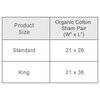 Organic Cotton Sham Pair 300TC GOTS Certified, Light Blue, King, 21"x36"