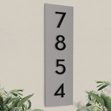 Large Simply Sweet Address Plaque + House Numbers, Gray, Black Font
