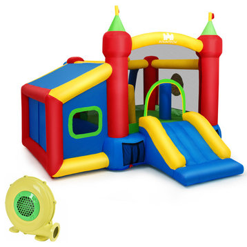 Kid Inflatable Bounce House Play Slide Jumping Castle Ball Pit w Blower