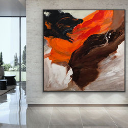 Preethi Arts - Abstract Original Black 48x48" Wall Art Contemporary - Paintings