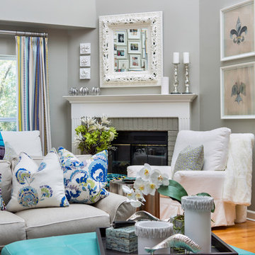 Overall Room Shot with Fireplace and Wall Art