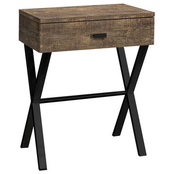 HomeRoots 12" x 18.25" x 22.25" Brown Finish and Black Metal Accent Table