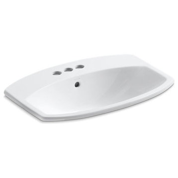 Kohler Cimarron Drop-In Bathroom Sink with 4" Centerset Faucet Holes, White