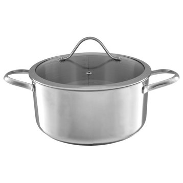 12-Quart Stainless-Steel Stock Pot Large Capacity Cookware With Lid, 6 Quart