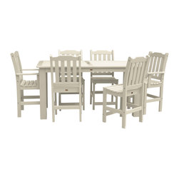 Highwood USA - Lehigh 7-Piece Rectangular Counter-Height Dining Set, Whitewash - Outdoor Pub And Bistro Sets