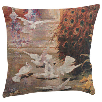 Peacock & Doves Decorative Couch Pillow Cover