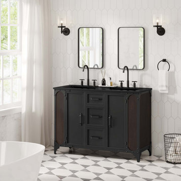 Steamforge 48" Double Sink Bathroom Vanity, Black Black