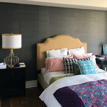 Black Grass Cloth Headboard Wall