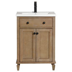 Ari Kitchen and Bath - Annie Bathroom Vanity, Weathered Fir, 24", Single Sink, Freestanding - The 24-inch Annie single sink vanity is the ideal centerpiece for your bathroom remodel. Crafted with solid wood construction, this vanity is built to last. The wood is finished with raised grain, creating a distressed and reclaimed look that adds to the rustic charm of your bathroom. An inside shelf provides convenient storage space for your daily toiletries. The vanity is completed with a ceramic countertop, adding a touch of elegance to your farmhouse style remodel.