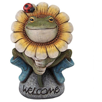 Flowery Frog Garden Welcome Statue