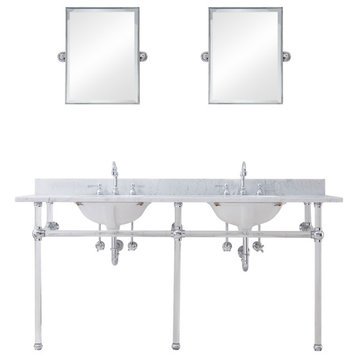 Embassy 72" Double Wash Stand, P-Trap, Countertop With Basin, Faucet, Mirror