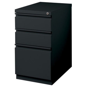 Scranton & Co 20" 3-Drawer Modern Metal Mobile Pedestal File Cabinet in Black