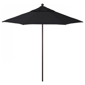 7.5' Patio Umbrella Bronze Pole Fiberglass Ribs Push Lift Pacific Premium, Black