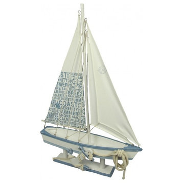 Blue and White Sailboat With Anchor