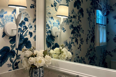 Inspiration for a french country powder room remodel in Other