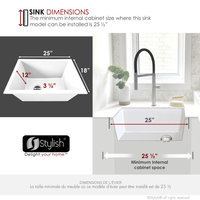 25 inch Dual Mount Single Bowl White Granite Laundry Sink S-825H