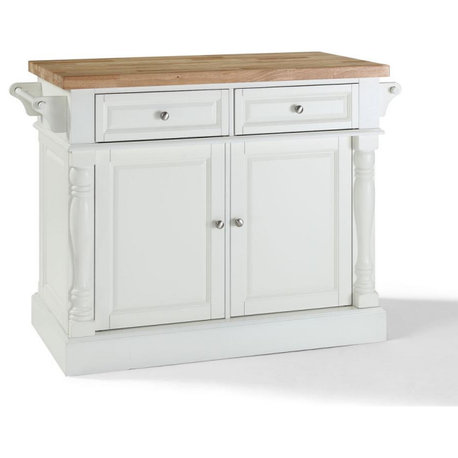 Oxford Butcher Block Kitchen Island White