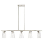 Livex Lighting - Cityview 5 Light Brushed Nickel Linear Chandelier - Illuminate your home with a bright design from the Cityview collection. This five-light down linear chandelier features a brushed nickel finish with clear glass. Perfect for a contemporary or transitional luxury kitchen or dining room setting.