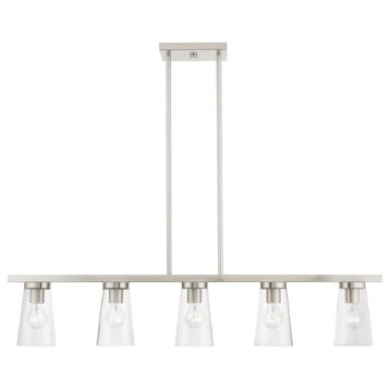 Cityview 5 Light Brushed Nickel Linear Chandelier
