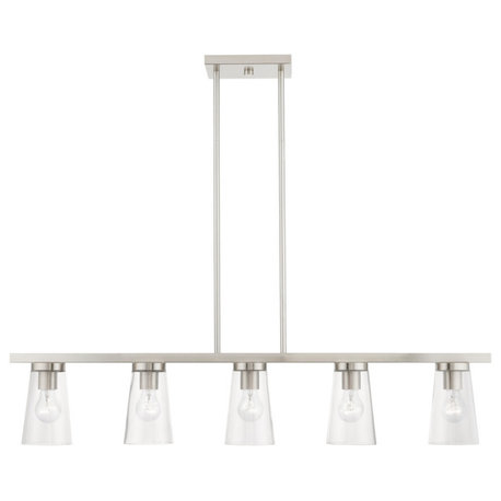 Cityview 5 Light Brushed Nickel Linear Chandelier