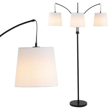 Sylva 72.5" 3-Light Head-Adjustable Iron LED Arc Floor Lamp, Black