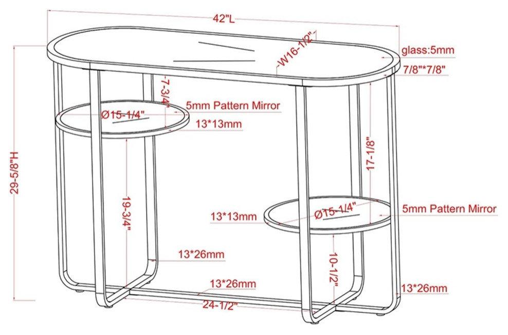 Furniture of America Ludington Metal 2-Shelf Water Ripples Sofa Table ...
