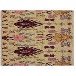 Bareens Designer Rugs - Shag Moroccan Stitt Lt. Gold/Red Wool Rug - 4'11'' x 7'2'' - Hand knotted from finest quality wool, this stunning fashionable handmade Moroccan rug also known as a shag rug is crafted by skilled artisans with trendy and elegant design and sophisticated modern pattern creating a compelling focal point in any living area. The Moroccan rug featuring a stunning global inspired design that endure at the forefront of contemporary trend. The meticulously plush pile constructed in great quality wool, features luxurious texture and appearance adding softness, warmth and comfort to any room.