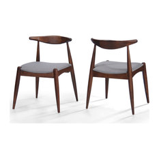 GDF Studio Sandra Mid Century Modern Dining Chairs, Set of 2, Dark Beige