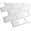 Pearl White Tile 3D Wall Panels, Set of 5, Covers 25 Sq Ft