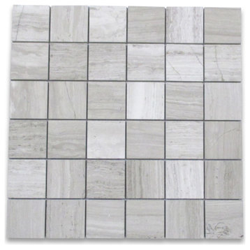 Athens Silver Cream Haisa Light Marble 2x2 Square Mosaic Tile Polished, 1 sheet