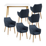 Nagane Extending Table And Nori Fabric Chairs, 6 Chairs
