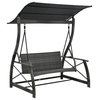 vidaXL Garden Swing Bench Outdoor Bench with Canopy and Cushion Gray Poly Rattan