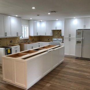White Wood Shaker Kitchen with Island