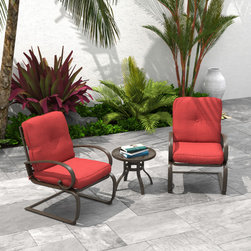 Outdoor Patio Cafe Furniture 3-Piece Bistro Garden Set, Wrought Iron - Outdoor Pub And Bistro Sets