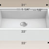 American Imagination 33"W Kitchen Sink, White Granite Composite