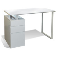 Unique Furniture 48" Reversible Home Office Desk with Filing Cabinet in White