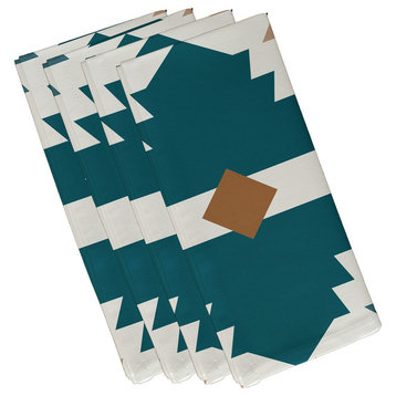 Mesa Geometric Print Napkin, Teal, Set of 4