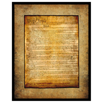 US Constitution We The People Print on Canvas with Picture Frame, 25"x31"