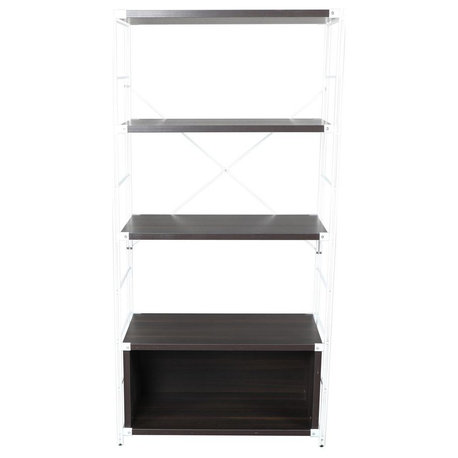 Brentwood Etagere Bookcase with White Powder Coated Steel Frame