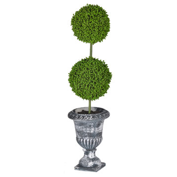 A&B Home Small 2-Tier Ball Topiary Tree In Black Pot 4X16"